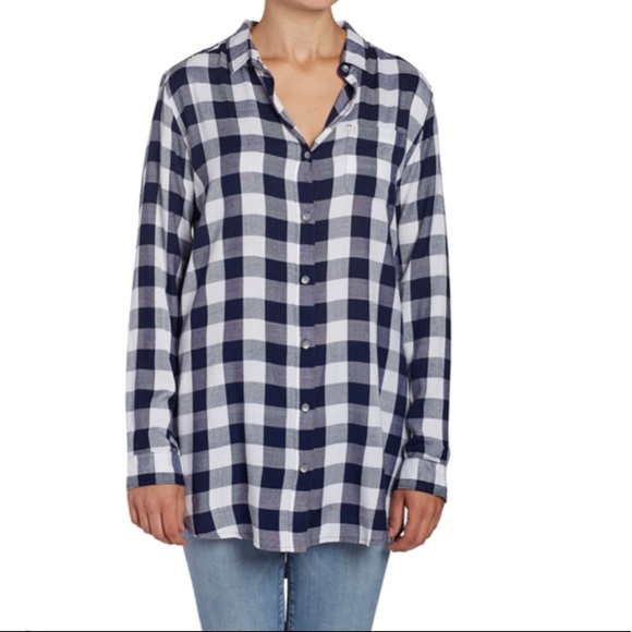 JAG Jeans Magnolia Tunic Navy Blue White Plaid M… - Picture 3 of 8